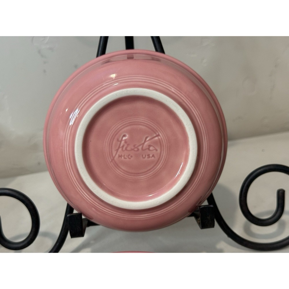VTG Lot Of 2 Fiestaware Rose Pink 5" Bowls Homer Laughlin Fiesta USA Ceramic - Picture 5 of 8